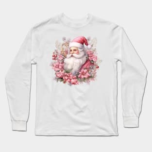 Pink Christmas Santa Claus Long Sleeve T-Shirt